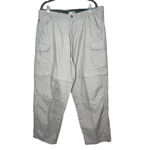 REI Mens Cargo Convertible Zip Off Pants Hiking Khaki Beige Size 38 Short